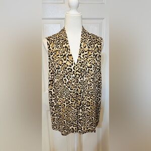 Michael Kors Blouse Brown Animal Leopard Size XL